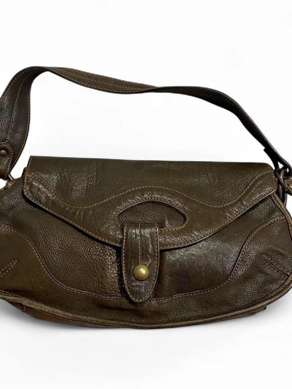 Y2K 90s Caterina Lucchi Brown Boho Genuine Leather Purse